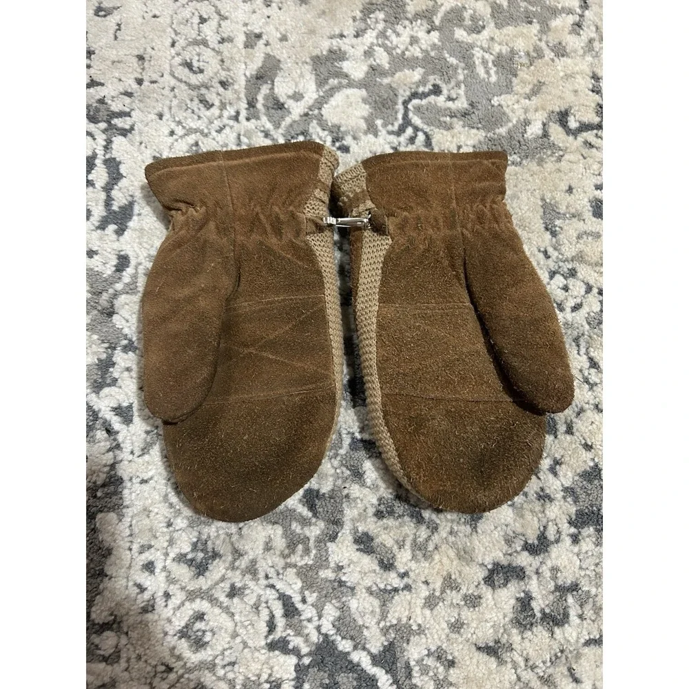 Vtg Women's Genuine Leather Tan Mittens